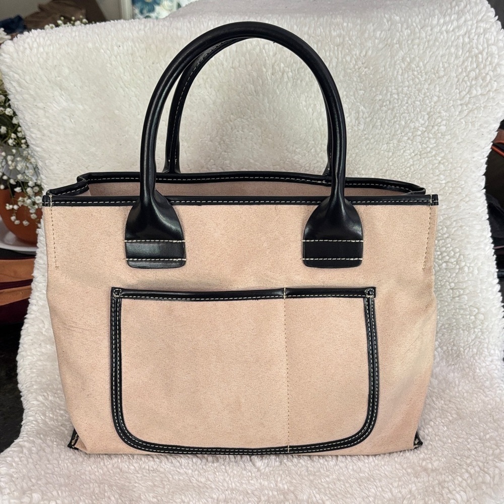 Saks Fifth Avenue Black and Cream Tote Bag
